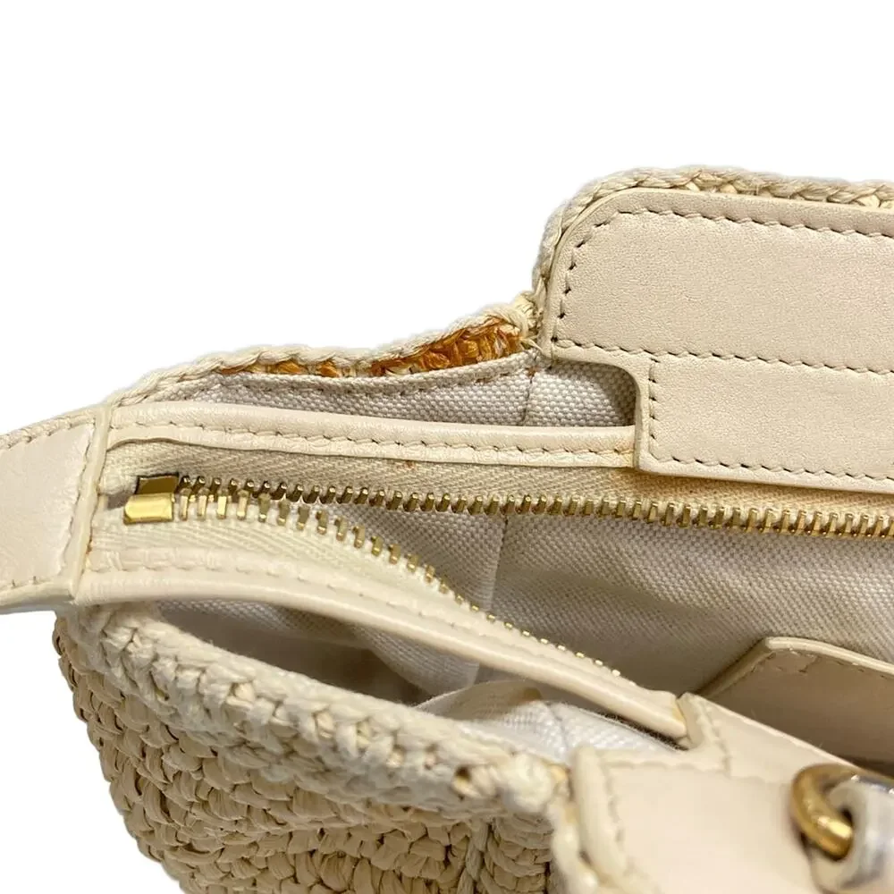 Saint Laurent PARIS Baby Downtown Cavas Handbag 436834 Beige Cream Raffia - Picture 15 of 15